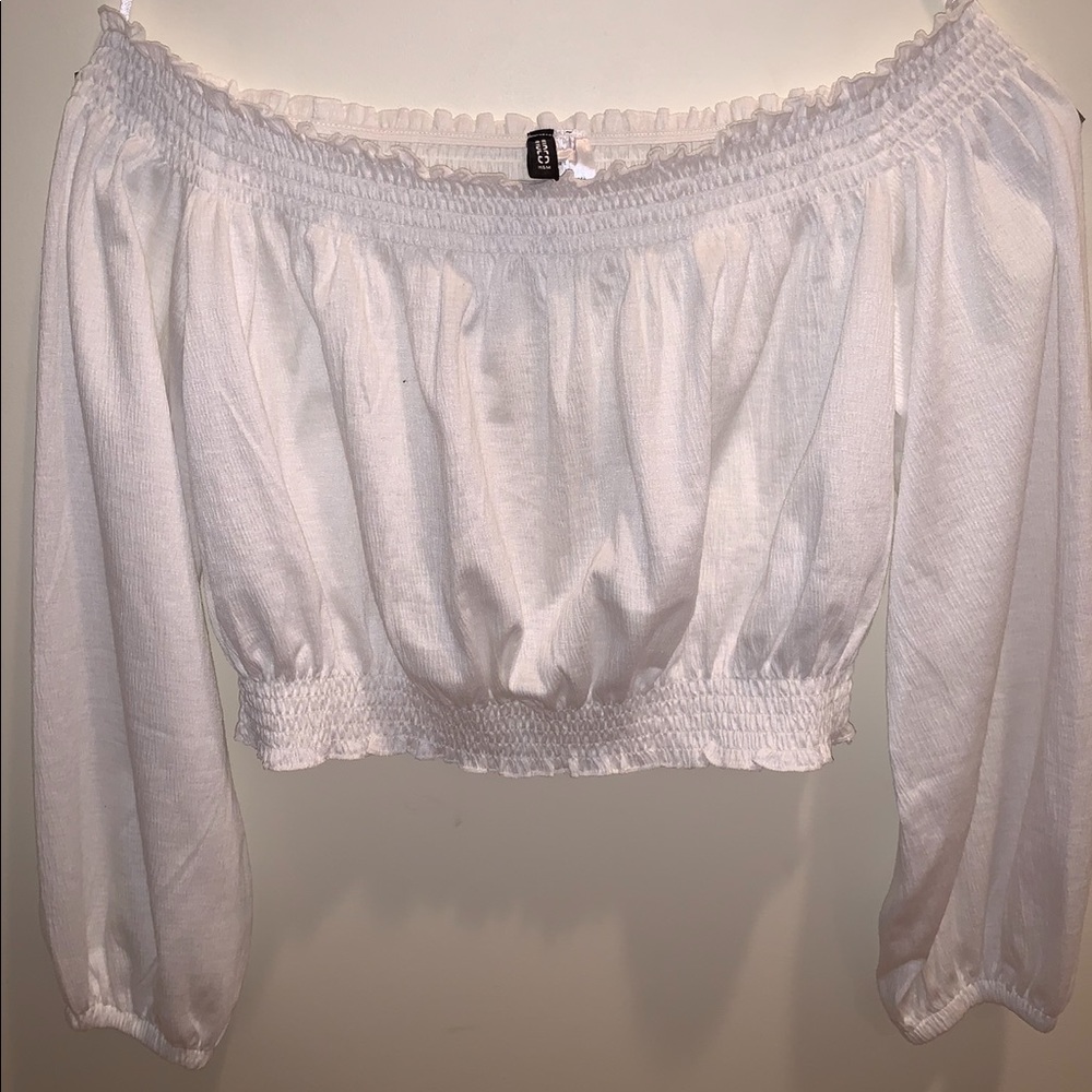Off the shoulder white crop top